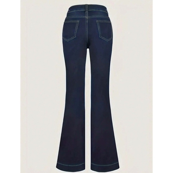 Light Wash High waisted Button Fly Flared Leg Denim Jeans Pants - Picture 8 of 12